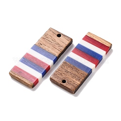 Independence Day Opaque Striped Resin & Walnut Wood Pendants&nbsp;RESI-U010-02X