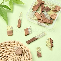 20Pcs 10 Styles Transparent Resin & Walnut Wood Big Pendants&nbsp;RESI-YW0001-31
