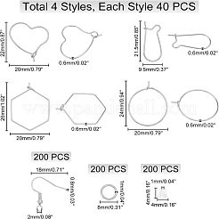 720Pcs 7 Style 304 Stainless Steel Hoop Earring Findings&nbsp;STAS-UN0024-36