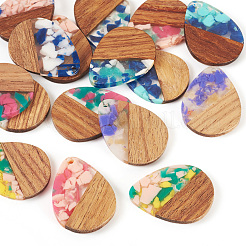 16Pcs 8 Colors Resin and Walnut Pendants&nbsp;RESI-TA0003-95