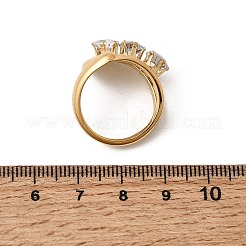 304 Stainless Steel Micro Pave Cubic Zirconia Open Cuff Rings for Women&nbsp;RJEW-K258-12C-G