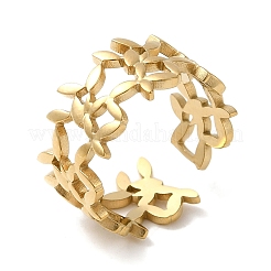 6Pcs 6 Style Butterfly & Horse Eye & Multi Lines 304 Stainless Steel Open Cuff Rings Set&nbsp;RJEW-P092-02G-M