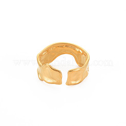 Ion Plating(IP) 304 Stainless Steel Twist Open Cuff Ring for Women&nbsp;RJEW-S405-234G