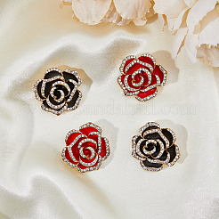 4Pcs 2 Colors Cryatal Rhinestone Flower Brooch Pin&nbsp;JEWB-HY0001-08