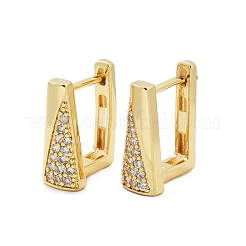 Rectangle Brass Micro Pave Clear Cubic Zirconia Hoop Earrings&nbsp;EJEW-L299-07G