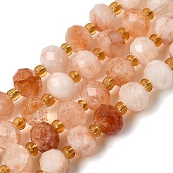 Natural Red Hematoid Quartz/Ferruginous Quartz Beads Strands&nbsp;G-D105-B07