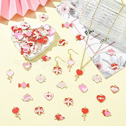 64Pcs 16 Styles Heart Alloy Enamel Charms&nbsp;ENAM-CJ0007-19