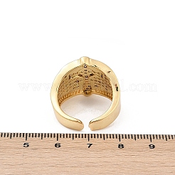 Brass Micro Pave Clear Cubic Zirconia Open Cuff Rings for Women&nbsp;RJEW-A059-04G