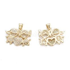 Brass Micro Pave Clear Cubic Zirconia Pendants&nbsp;ZIRC-M115-27G