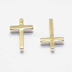 Long-Lasting Plated Brass Tiny Cross Charms&nbsp;KK-K193-010G-NF