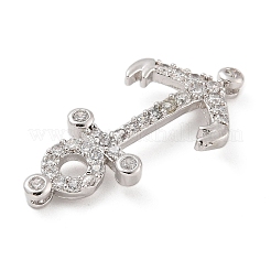 Rack Plating Brass Micro Pave Clear Cubic Zirconia Slide Charms&nbsp;KK-A234-015P