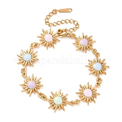 304 Stainless Steel Enamel Link Chain Bracelets for Women&nbsp;BJEW-T027-02G