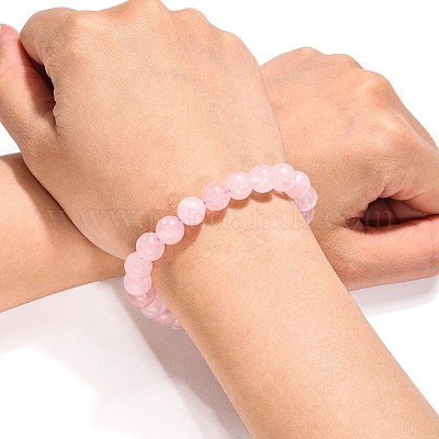 Natural Rose Quartz Beaded Stretch Bracelets&nbsp;B072-1-1