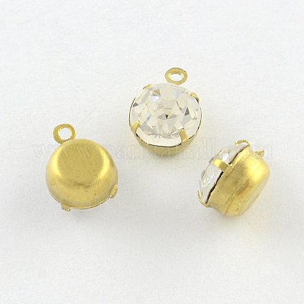 Golden Tone Brass Rhinestone Charms&nbsp;RB-R030-3mm-1