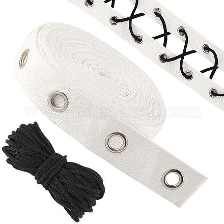 Wholesale 4 Yards Cotton Ribbons with Platinum Tone Iron Eyelet Rings ...