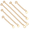6Pcs 3 Styles 304 Stainless Steel End with Chains, Flat Round, Real 18K Gold Plated, 45~95mm