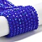 Opaque Glass Beads Strands, Faceted(32 Facets), Round, Blue, 3mm, Hole: 0.8mm, about 163~166pcs/strand, 50~51cm