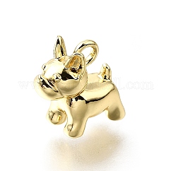 Brass Charms, Dog Charms, Lead Free & Cadmium Free, Rack Plating, Long-Lasting Plated, Golden, 10.5x5.5x10mm, Hole: 1.6mm