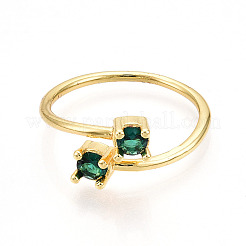 Brass Micro Pave Cubic Zirconia Cuff Rings for Women&nbsp;KK-T070-114