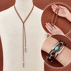 Imitation Leather Oval & Teardrop Finger Rings & Multi-strand Bracelet & Dangle Earrings & Lariat Necklace with Synthetic Turquoise&nbsp;SJEW-PH0001-12