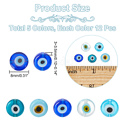 60pcs 5 colors Handmade Evil Eye Lampwork Beads&nbsp;LAMP-NB0001-87