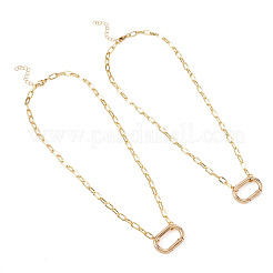 2Pcs Oval Brass Paperclip Chains Pendant Decorations&nbsp;NJEW-TAC0047