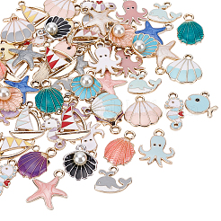 Ocean Theme Alloy Enamel Pendants&nbsp;ENAM-BC0001-04