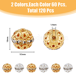 120Pcs 2 Colors Alloy Rhinestone Beads&nbsp;RB-HY0001-05