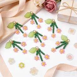 10Pcs Glass Seed Beaded Flower Pendants&nbsp;PALLOY-SZ00069
