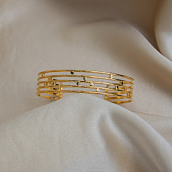 Vintage 304 Stainless Steel Layered Striped Open Cuff Bangles for Women&nbsp;XP3828