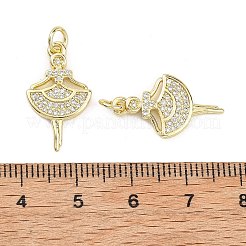 Brass Micro Pave Clear Cubic Zirconia Pendants&nbsp;KK-B177-06G
