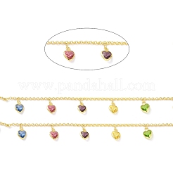 Colorful Glass Heart Charms Chains&nbsp;CHC-F844-08G