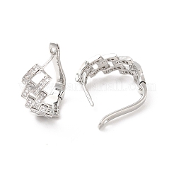 Clear Cubic Zirconia Rhombus Hoop Earrings&nbsp;EJEW-P213-07P