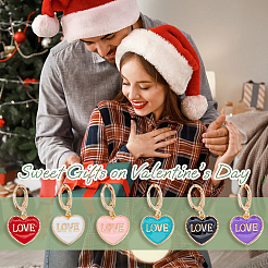 12Pcs 6 Colors Heart with Word Love Enamel Dangle Leverback Earrings&nbsp;EJEW-DC0001-26