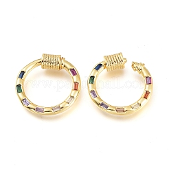Brass Micro Pave Cubic Zirconia Screw Carabiner Lock Charms&nbsp;KK-M206-18G-02