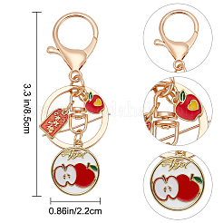 6Pcs 6 Style Fruit Alloy Enamel Pendant Keychain with Lucky Charm&nbsp;KEYC-DR0001-08
