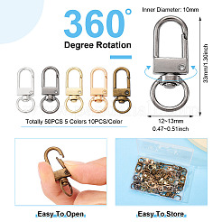 50Pcs 5 Colors Alloy Swivel Snap Hook Clasps&nbsp;FIND-TA0005-83