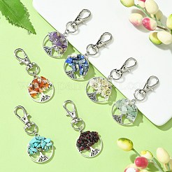 Flat Round with Tree of Life Tibetan Style Alloy Pendant Decorations&nbsp;HJEW-JM01743-02