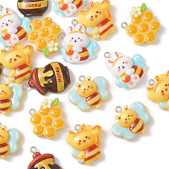 20Pcs 5 Styles Bees Theme Opaque Resin Pendants&nbsp;RESI-CJ0003-81