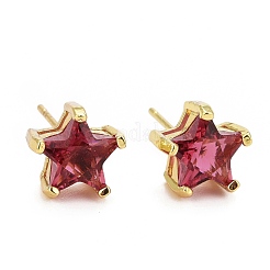 Cubic Zirconia Star Stud Earrings&nbsp;EJEW-G288-20G