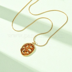 Brass Enamel Pendant 304 Stainless Steel Round Snake Chain Necklaces for Women&nbsp;KK-CBA3D94-01B-G