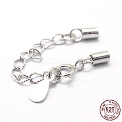 Anti-Tarnish Rhodium Plated 925 Sterling Silver Cord Ends&nbsp;STER-I016-129D