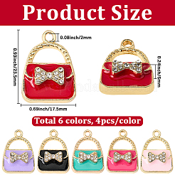 24Pcs 6 Colors Rack Plating Alloy Enamel Pendants&nbsp;ENAM-SC0007-18