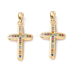 Brass Micro Pave Colorful Cubic Zirconia Pendants&nbsp;ZIRC-Z019-17G-NR