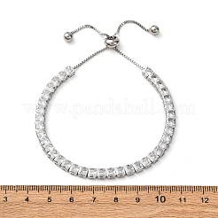 304 Stainless Steel with Clear Cubic Zirconia Link Chain Bracelets&nbsp;BJEW-G754-03P-02