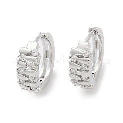 Brass Clear Cubic Zirconia Hoop Earrings&nbsp;EJEW-Q016-05P
