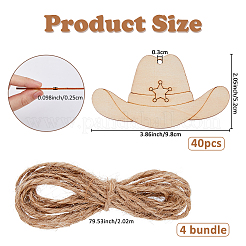 40Pcs Unfinished Wood Cowboy Hat Pendants&nbsp;WOOD-FH0002-45