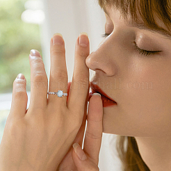 1Pc Adjustable Rhodium Plated 925 Sterling Silver Clear Cubic Zirconia Ring Components&nbsp;STER-DC0001-88
