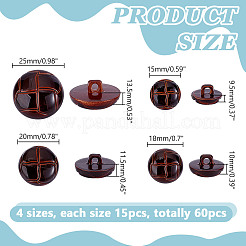 60Pcs 4 Style Plastic Shank Buttons&nbsp;BUTT-HY0001-19B