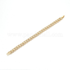 Brass Micro Pave Clear Cubic Zirconia Leaf Link Chain Bracelets for Women&nbsp;ZIRC-T016-08G